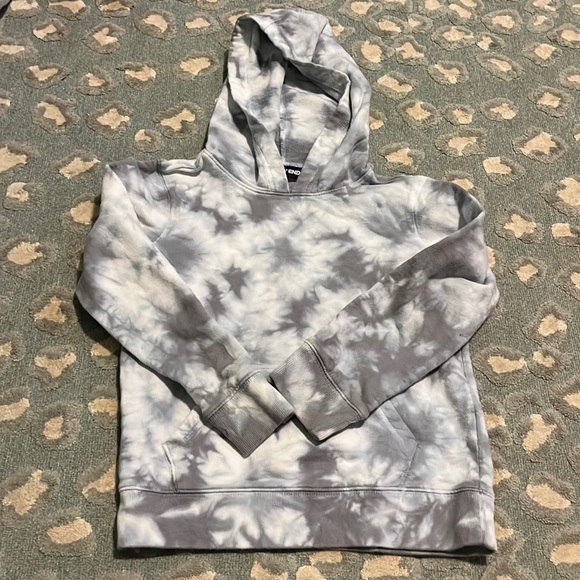 Lands End hooded pocket sweatshirt tie dye gray size 5-6 medium - Picture 1 of 4